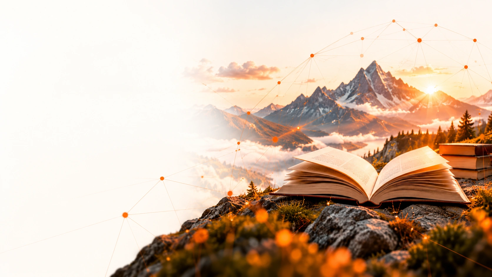 Illustration of an open book with a mountain background — Blurt guides